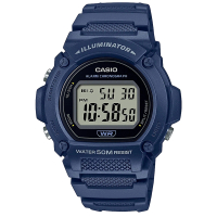 【CASIO 卡西歐】沉穩色調圓形錶殼設計電子錶-藍(W-219H-2A)