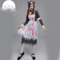 Halloween Cosplay Vampire Nun Zombie Horror Bloody Dress Adult Scary Party Costume