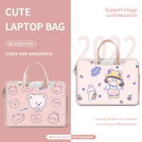 Laptop Sleeve Case PU Pink Carrying Bag13 14 15 17inch water proof Case Bag Multifunction Messenger Bag For Macbook/HP/Asus/Acer