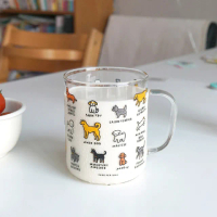 【狗勾圖鑑】多種狗狗帶把手玻璃杯(大容量 透明玻璃杯 水杯 飲料杯 水壺 大馬克杯 辦公室)
