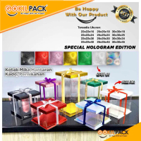 Cake Box Kotak Kue Mika Transparan Dus Hantaran - Tutup Hologram | M1 (18x18)