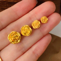 1pcs Pure 999 24K Yellow Gold Women Lucky Rose Flower Pendant