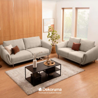 Dekoruma KEITA Sofa Kain / Sofa Kain Ruang Tamu / Sofa Dudukan Kain Woven - Abu - Abu Muda