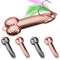 Metal Penis Spoon Lure 3g 7g 11g 15g 21g 28g 36g Hard Bait Tackle Sequin Vibrating Fishing Lure Artificial Bait Feather Hook VIB