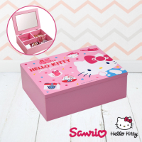 【百科良品】Hello Kitty 凱蒂貓 收納化妝鏡盒 珠寶盒 飾品收納 美妝收納盒
