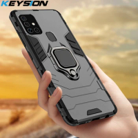 KEYSION Shockproof Armor Case for Samsung Galaxy A21S Ring Stand Bumper Silicone + PC Phone Back Cover for Galaxy M31 M21 M30S