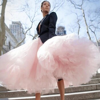 Puffy Skirt Tulle saias High Fashion Fluffy Skirts For Women Midi Skirt Party Long Pink Custom jupe femme