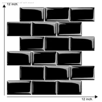 Vividtiles Thicker Black Subway Tiles Peel and Stick Premium Wall 3D Tiles Stick on Tiles Kitchen Backsplash