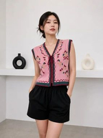 Rompi Rajut Motif Bunga Korean Style / Outer Vest Wanita Rajut Premium Tali Satu Dusty - Emerald
