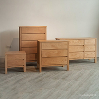 【北歐原木床頭櫃】新中式實木床頭櫃北歐風簡約現代臥室床邊美式傢用原木免安裝櫃子 SMAN