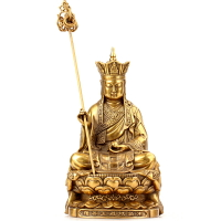 聚緣閣黃銅精工地藏王菩薩佛像地藏王像地藏菩薩站像供奉擺件