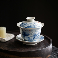 陶福氣 中式蓋碗復古三才泡茶杯陶瓷功夫茶具茶碗中國風敬茶杯