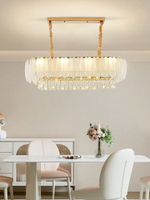餐廳方形水晶吊燈輕奢現代大氣LED燈臥室客廳書房圓形新款燈飾