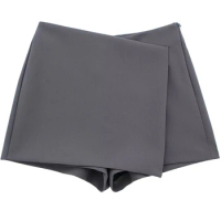 TRAF 2023 Grey Skirt Shorts High Waist Wrap Short Skirts Women Y2K Streetwear Asymmetric Skort Spring Fashion Casual Skirt Pants