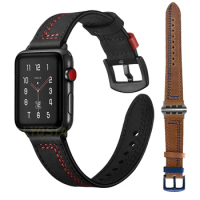 New Watch Band For Apple Watch leather Strap Series 6 SE 5 4 3 2 1 Wrist Watch Bands 44mm 38mm 42mm 40mm Replacement Accessories