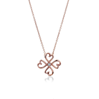 二手品 Tiffany&amp;Co. 愛情幸運心鑲鑽石18K玫瑰金項鍊