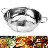 28/30cm Stainless Steel Divided Hot Pots Fondue Chinese Soup Hotpots Induction Cooker Cooking Pot Twin Divided