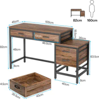 Tribesigns Computer Desk with 5 Drawers, Home Office Desks with Reversible Drawer Cabinet Printer Stand, Industrial PC Desk with