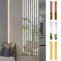 7 Colors Mirror Wall Sticker Self-adhesive Acrylic Flat Decorative Lines Art Wall Tile Ceiling Edge 3D Strip Decor Waist line