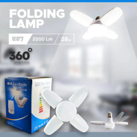 Lampu 4 Baling Mini Fan Blade LED Light Bulb 28W Bohlam Putih 246 LED 6500K E27 Socket Terang Unik M