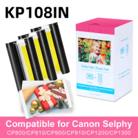 Zodzi Ink Cassette Photo Paper Set Compatible for Canon Selphy CP900 CP910 CP1200 CP1300 Photo Printer KP-108IN KP-36IN