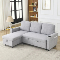 Comfortable Linen L-Shaped Combo Sofa Sofa Bed,Combo Sofa with Pullout Bed,Sofa Bed for Living Room, Office, Apartmen