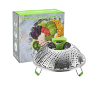 不銹鋼可伸縮摺疊蒸架/蒸籠 x 1個【規格 11寸摺疊腳砂光蒸籠】#DADADI