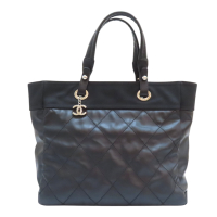 【二手名牌BRAND OFF】CHANEL 香奈兒 黑色牛皮 帆布 Paris Litz 手提包 托特包 A34208