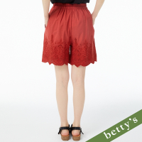 betty’s貝蒂思　鬆緊刺繡素色短褲(紅色)