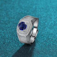 Cincin Pria Premium Mewah S925 Perak Platinum Berlian Utama Moissanite 1.0 CT Berlian Kecil Moissani