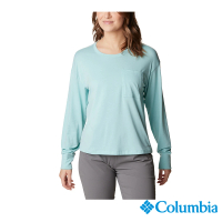 【Columbia 哥倫比亞 官方旗艦】女款-Boundless Trek™快排長袖上衣-海水綠(UAR08490SE/HF)