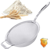 9" Large Mesh Strainer Stainless Steel 18/8 Extra Fine Quinoa Sieve with Solid Sturdy Handle Flour F