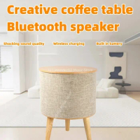 100W Column Bluetooth Speaker Phone Wireless Charging Audio Wooden Subwoofer Home Sofa Coffee Table Bedside Table Music Boom Box