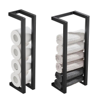 Black towel rack holder Stainless steel wall-mounted storage rack Bathroom Household multi-functiona