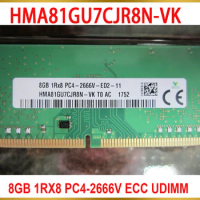 1 Pcs RAM For SK Hynix 8G 8GB 1RX8 PC4-2666V ECC UDIMM Memory DDR4 2666 HMA81GU7CJR8N-VK