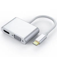 Type-C To HDMI And VGA Adapter USB Type C To VGA HDMI UHD Video Converter USB Adapter