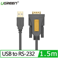 【現折$50 最高回饋3000點】   UGREEN綠聯 USB轉DB9(RS-232)訊號轉換器 台灣PL2303雙晶片  (1.5公尺)