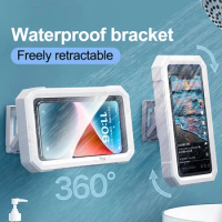 Adjustable Waterproof Shower Phone Holder 360 Degree Rotation Wall Mirror Mount Mobile Phone Holder for Bathroom Bathtub Kitchen