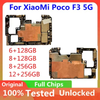 Original Unlocked Motherboard For Xiaomi POCO F3 5G Global Version Logic Board 256GB 128GB Full Chips For Xiaomi POCO F3 Placa