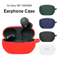 Wireless Headphones Cover Portable Earphone Protective Cover Silicone Shockproof with Carabiner Accessories for Sony WF-1000XM5