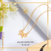 KALUNG EMAS RANTAI SET LIONTIN TERBARU MODEL PITA EMAS ASLI EMAS MUDA KADAR 8K (375) KALUNG WANITA M