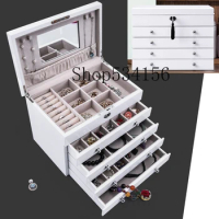 New grand piano Wooden Jewelry Box Black Jewelry high gloss organizer Glass Top Pink cabinet necklace ring storage box