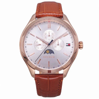 【Tommy Hilfiger】Tommy 美國時尚流行日月星辰風格腕錶-咖啡金-1791306