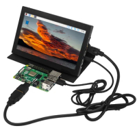 7 Inch IPS Display Screen with Cortical Shell Holder HD 1024x600 Portable Monitor Touch Screen Touch Display for Raspberry Pi