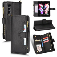Full Protection Leather Cell Phone Case for Samsung Galaxy Z Fold 3 Fold3 5G Card Slot Fashion Cases for Samsung Z Fold 3