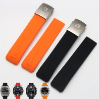 20MM 21MM Black Orange Silicone Rubber Strap FOR Tissot TOUCH COLLECTION EXPERT SOLAR Series T091T013 T081 Men's Watch bracelet