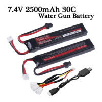 RC Water Gun Battery 7.4v 2500mAh 2S Lipo battery SM Plug with Charger for Mini Airsoft BB Air Pistol Electric Toys Guns Parts