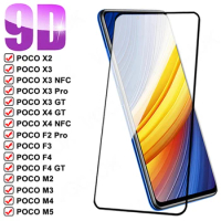 9D Full Protection Glass For Xiaomi Poco X3 X4 NFC X2 F2 F3 F4 GT Screen Protector POCO M2 M3 M4 M5 Pro M5S Tempered Glass Film