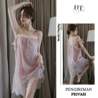 Lingerie Seksi Set Double Layer ALL Size / Jumbo  Dress Baju Tidur Dinas Malam Wanita Daster Transpa