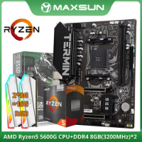 MAXSUN AMD Motherboard Combo AMD B550M with CPU AMD Ryzen 5 5600G DDR4 RGB 16GB(8GB*2) 3200MHz RAM M.2 NVME Motherboard Kit